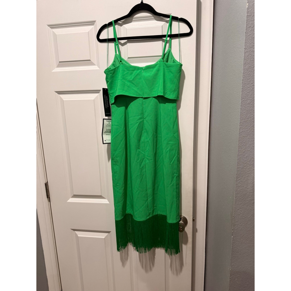 Women's Adrianna Papell Green Fringe Midi Dress Size 2 - Picture 4 of 8